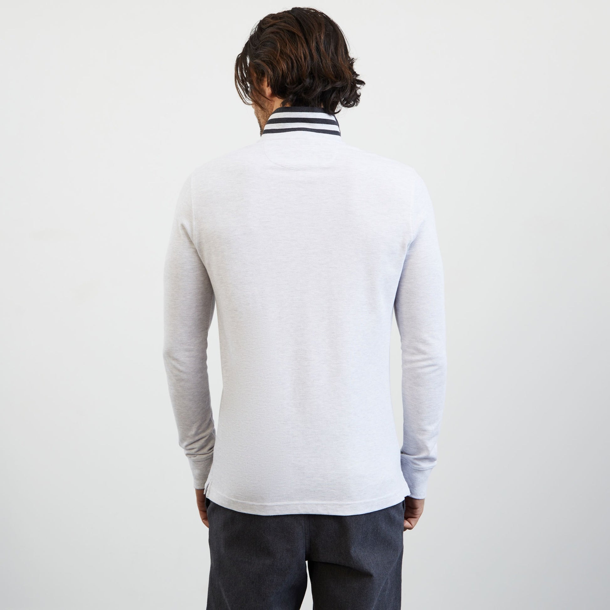 Polo manches longues gris clair homme