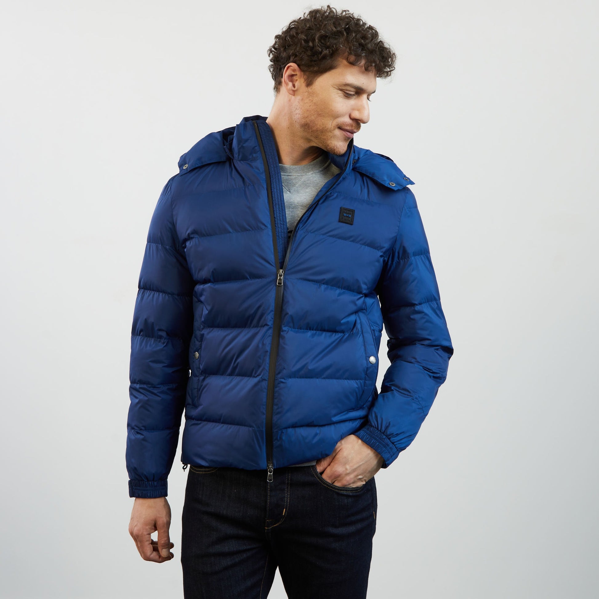 Veste duvet à capuche - doudoune anorak homme - JN1060 - bleu