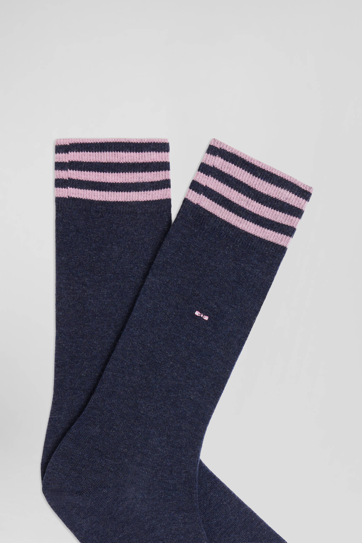 Paire de chaussettes bleues à détails cerclés en coton stretch