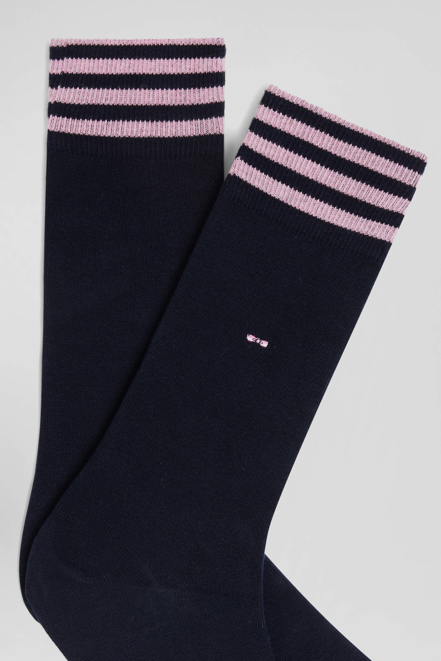 Paire de chaussettes bleu marine à détails cerclés en coton stretch