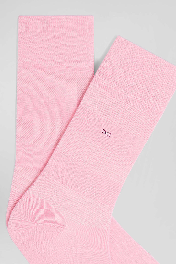 Paire de chaussettes roses à jeux de maille en coton stretch