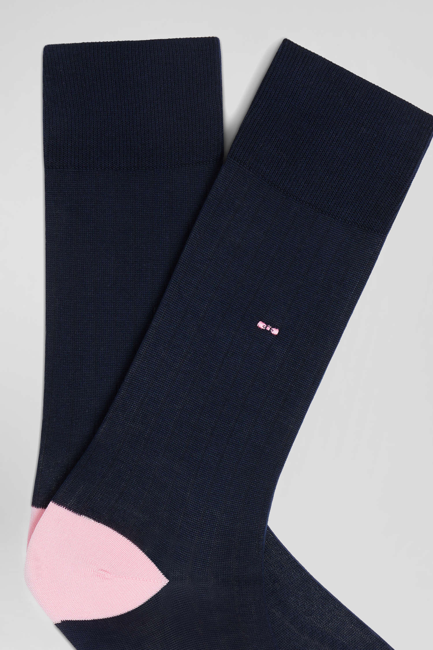 Paire de chaussettes en coton mélangé bleu marine et rose