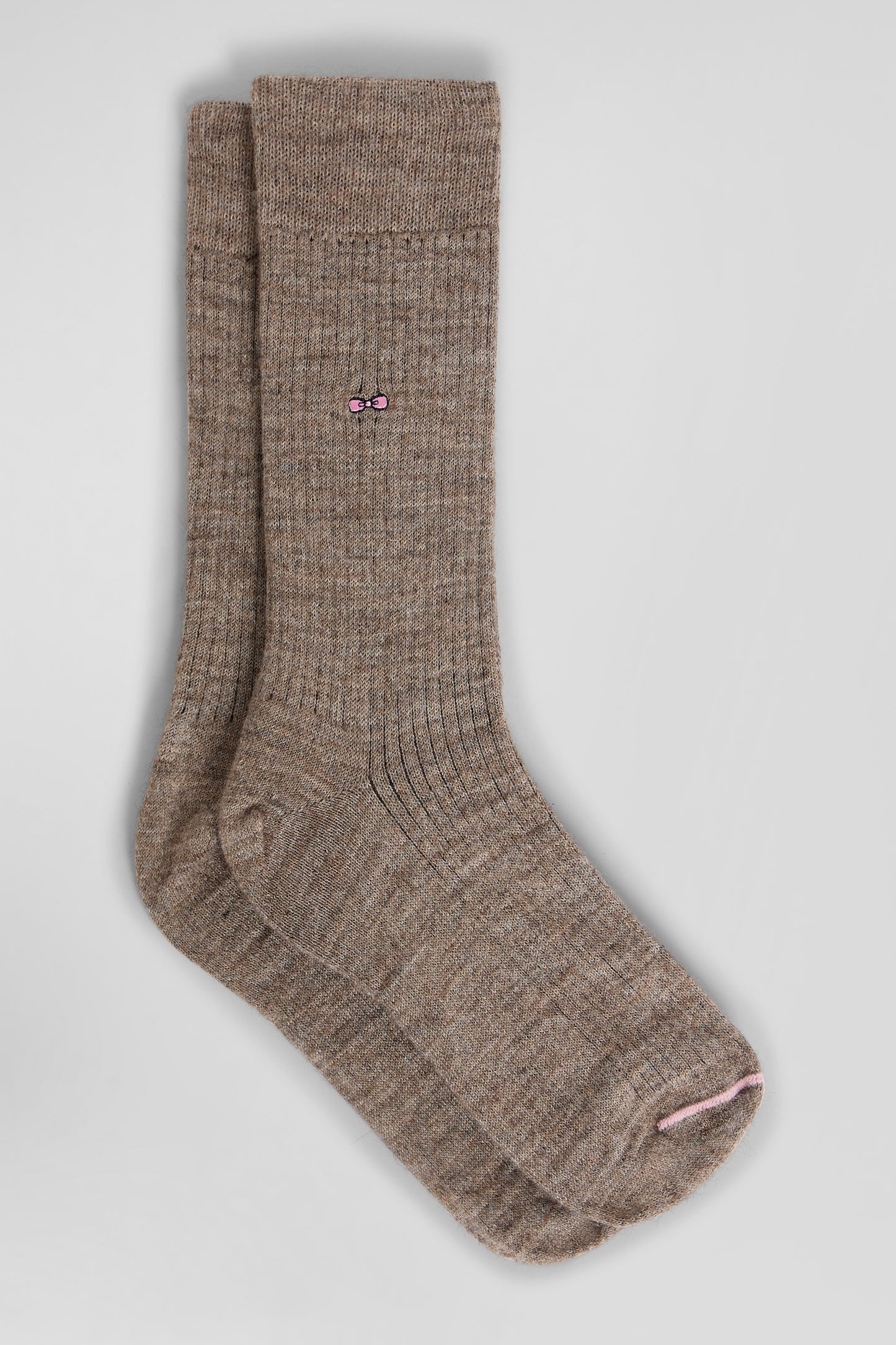 Chaussettes femme en laine alpaga mélangé marron