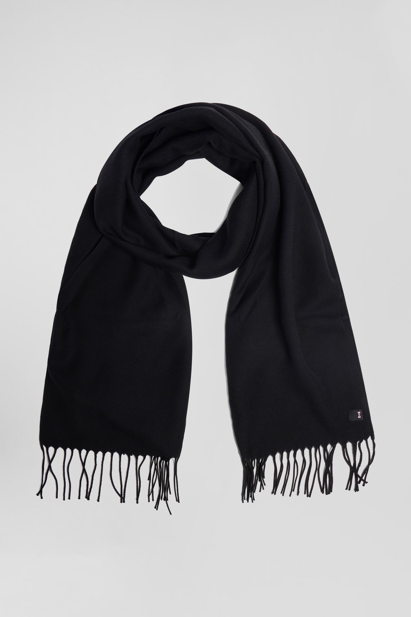 Black fringed plain scarf