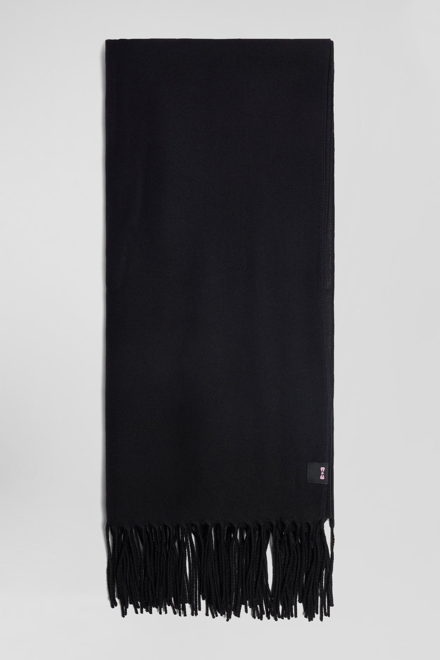 Black fringed plain scarf