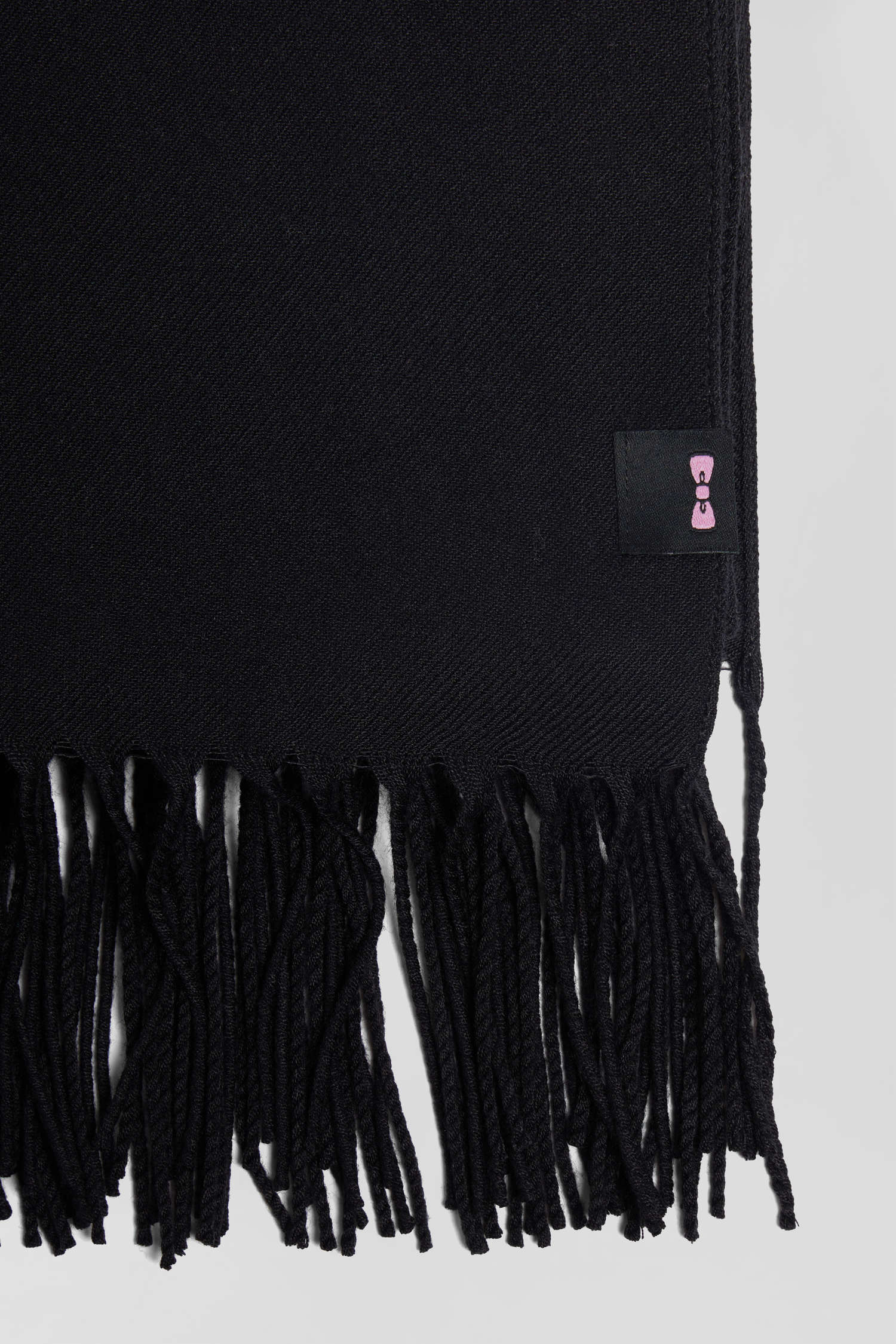 Black fringed plain scarf