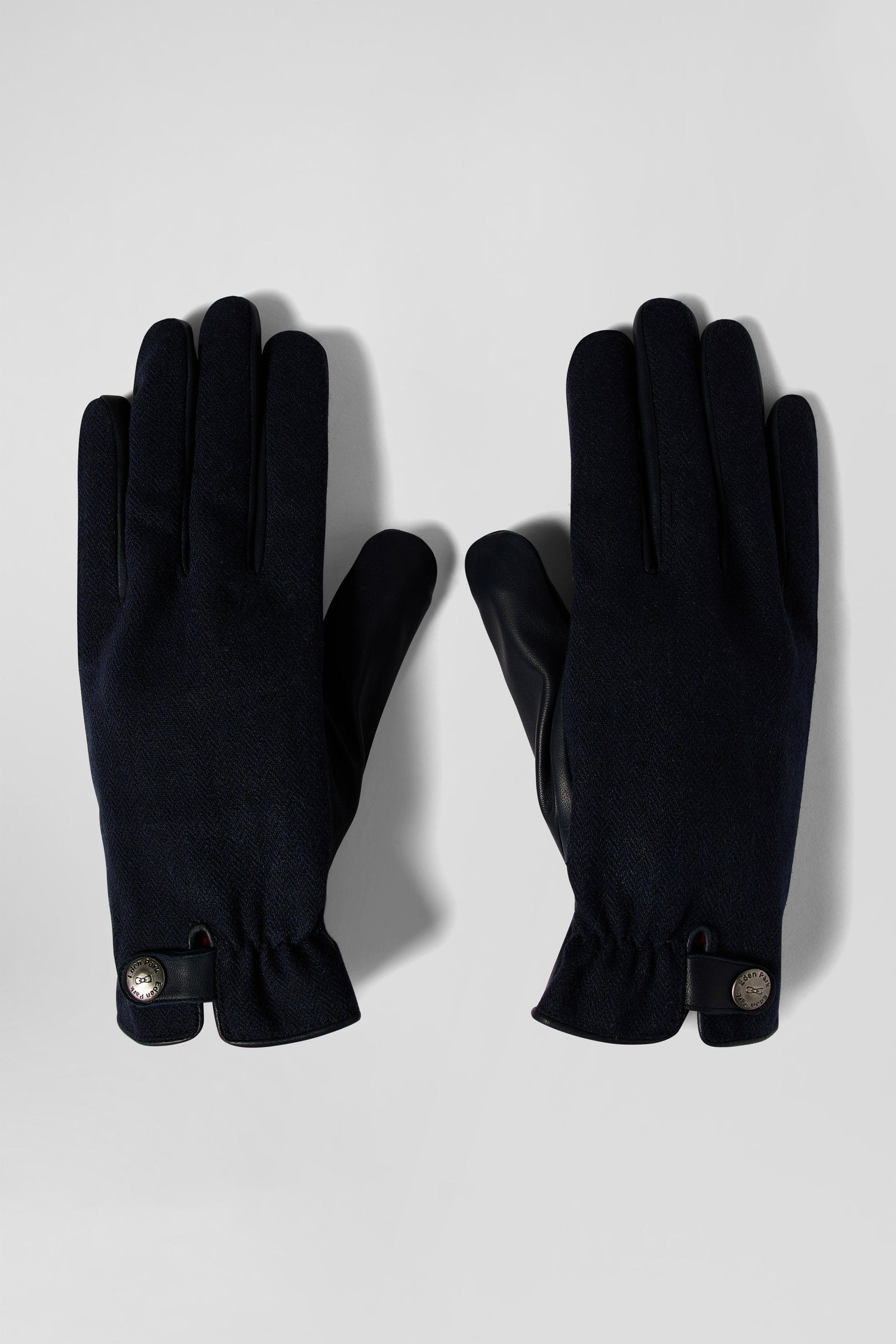 Paire de gants en cuir lisse bleu marine