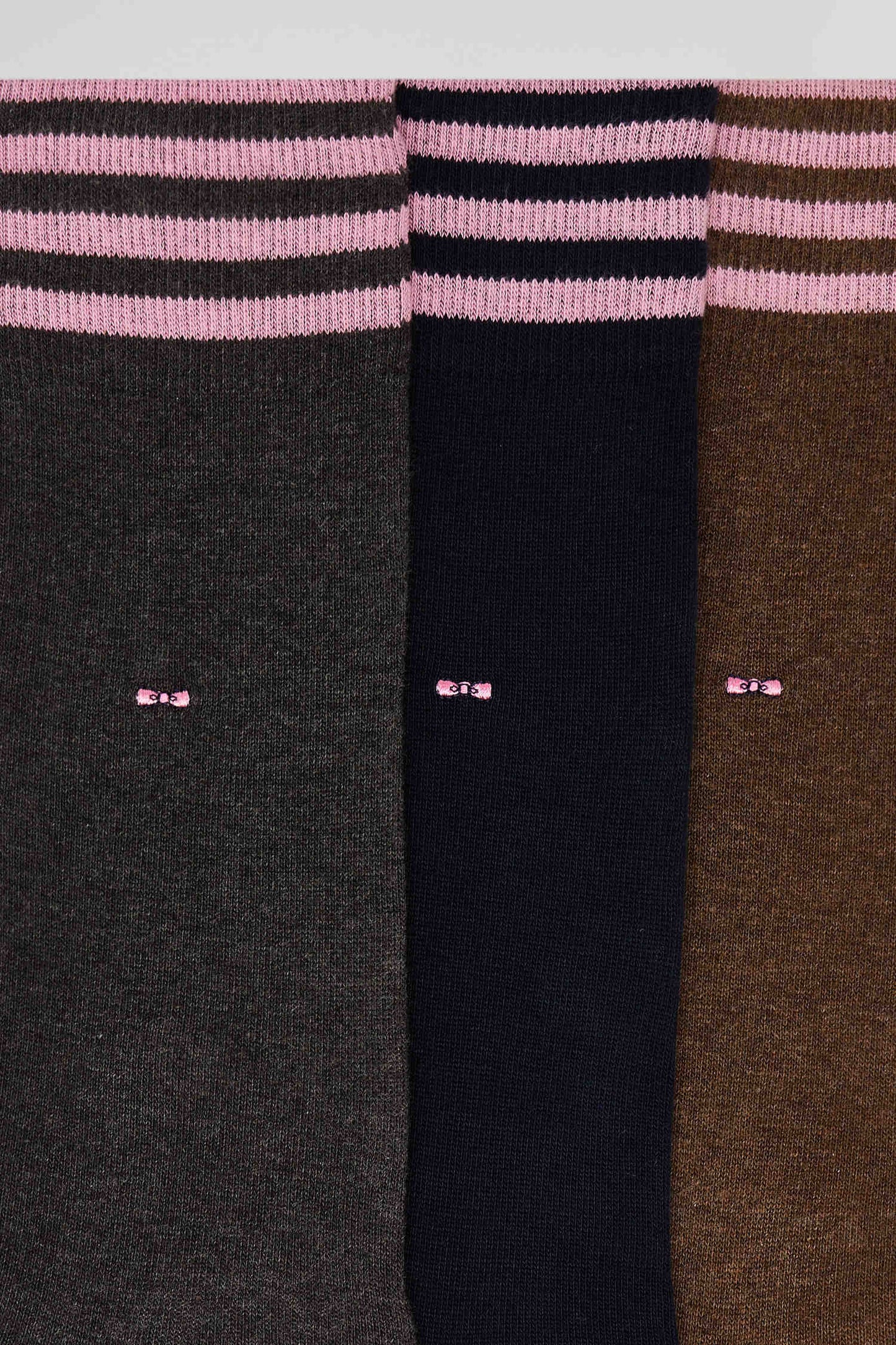 Lot de 3 paires de chaussettes marron à détails cerclés en coton stretch