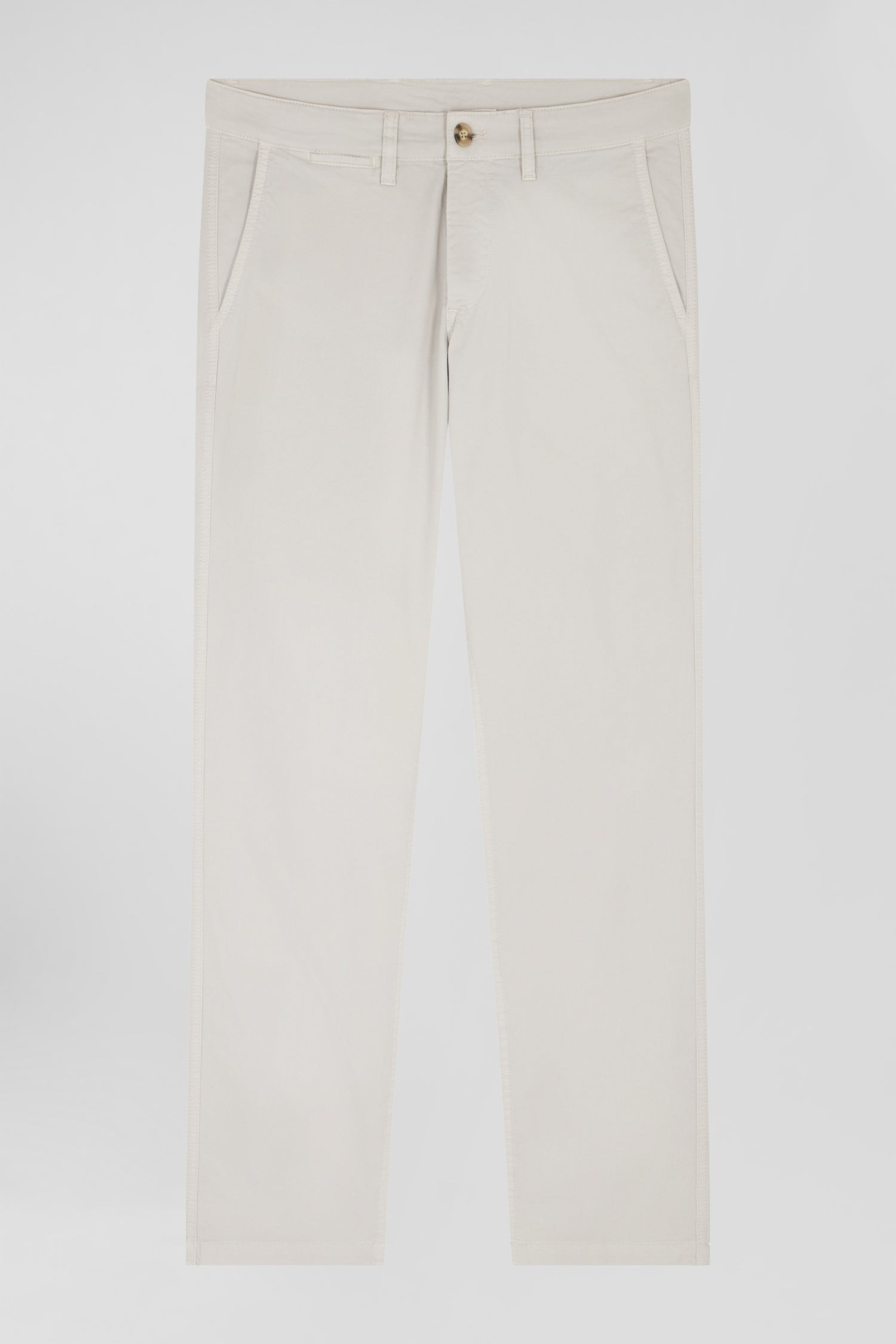 Pantalon chino camel en gabardine de coton stretch coupe Regular