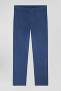 Pantalon chino bleu en gabardine de coton stretch coupe Regular