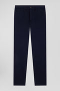 Pantalon chino bleu marine en gabardine de coton stretch coupe Regular