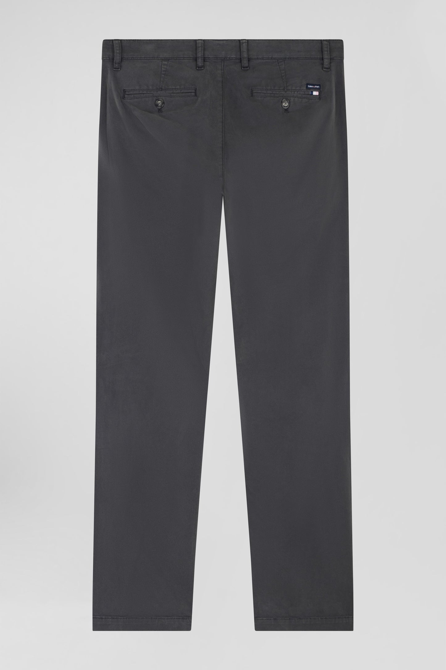 Pantalon chino gris anthracite en gabardine de coton stretch coupe Regular