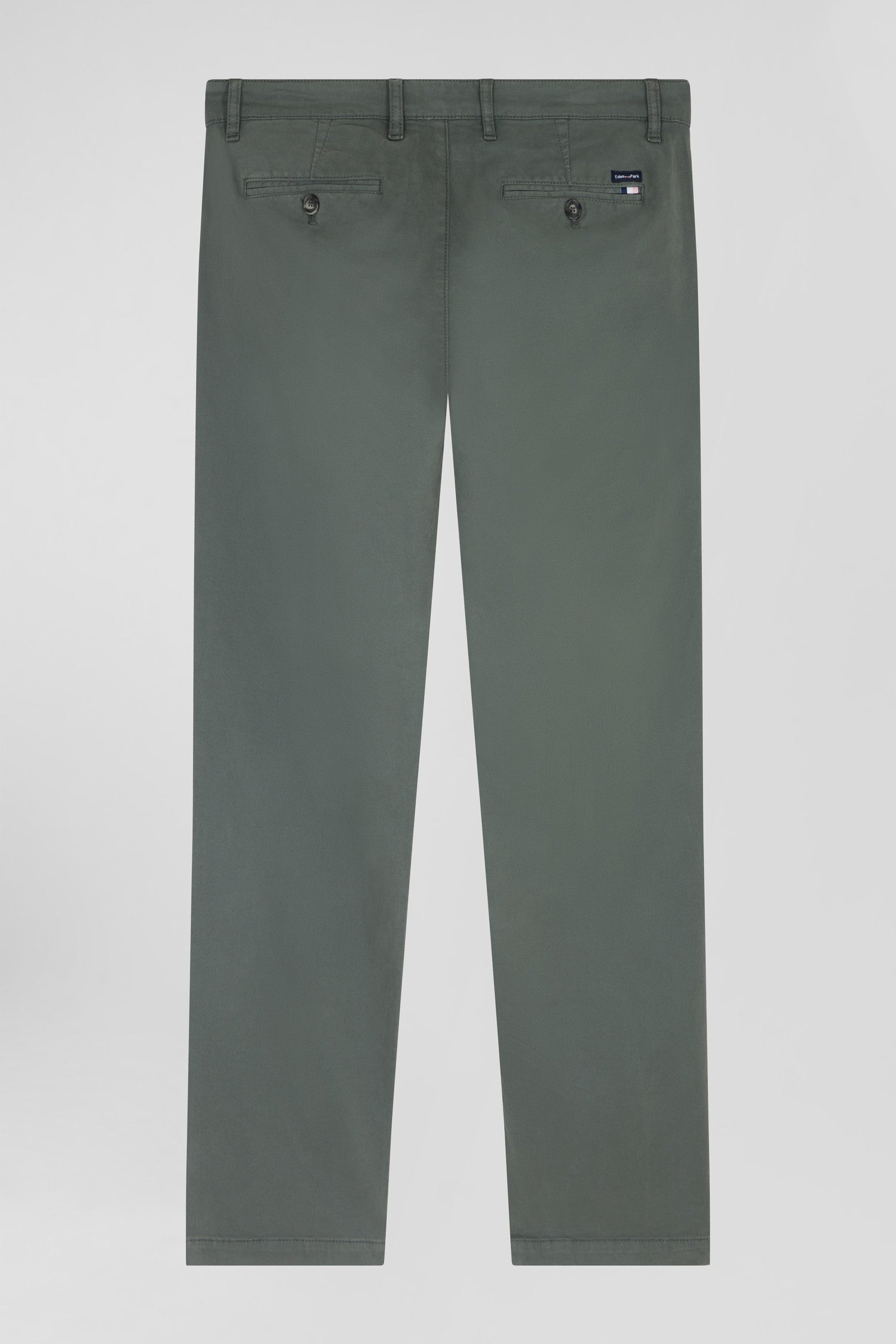 Pantalon chino gris en gabardine de coton stretch coupe Regular