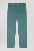 Pantalon chino vert en gabardine de coton stretch coupe Regular