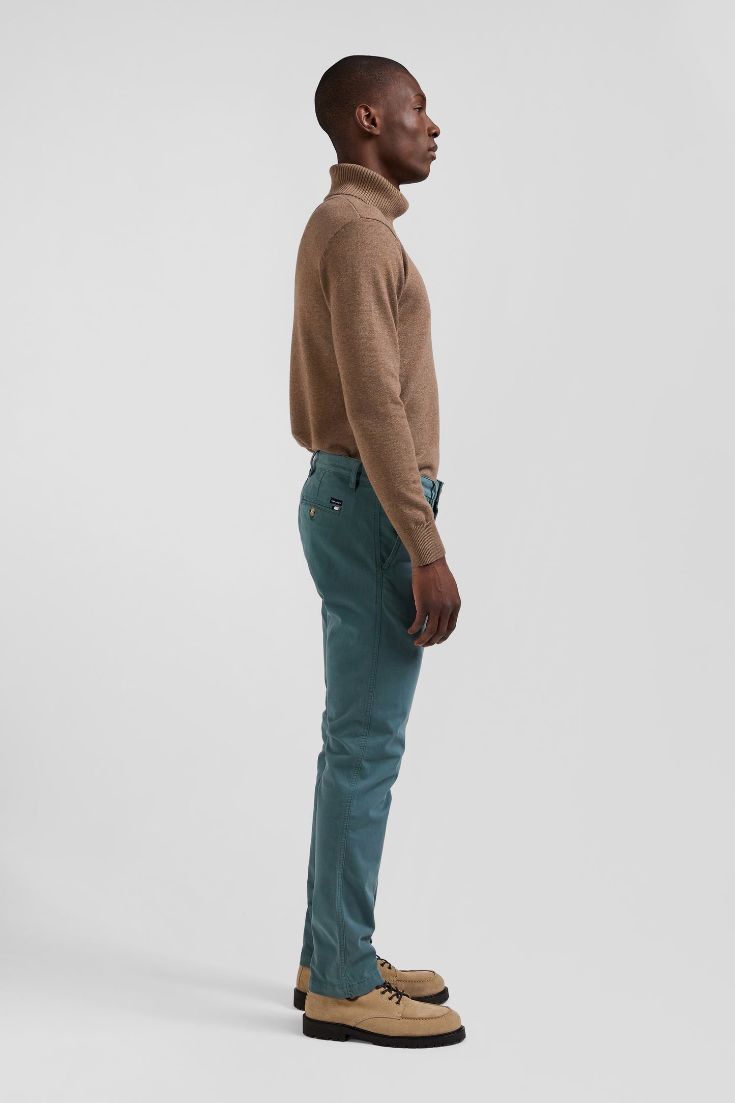 Pantalon chino vert en gabardine de coton stretch coupe Regular