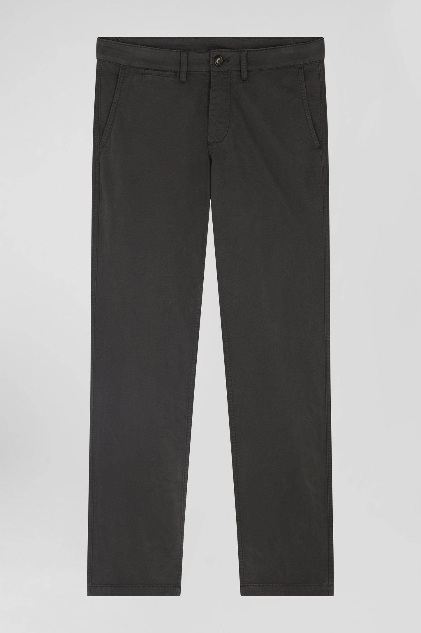 Pantalon chino noir en gabardine de coton stretch coupe Regular