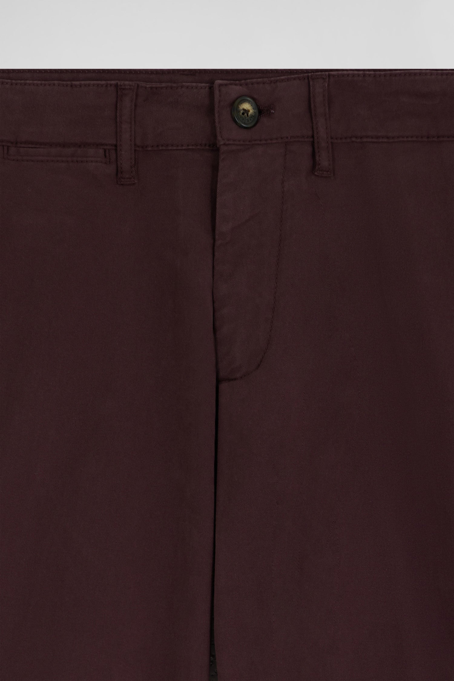 Pantalon chino bordeaux en gabardine de coton stretch coupe Regular