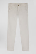 Pantalon chino uni en coton stretch beige coupe Slim