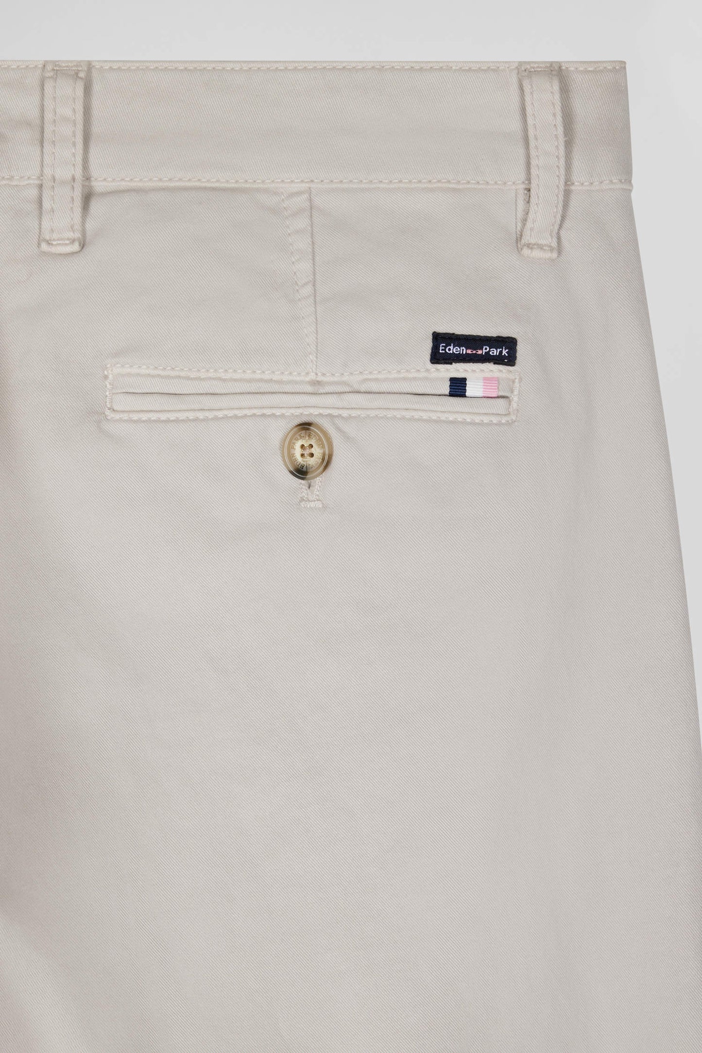 Pantalon chino uni en coton stretch beige coupe Slim