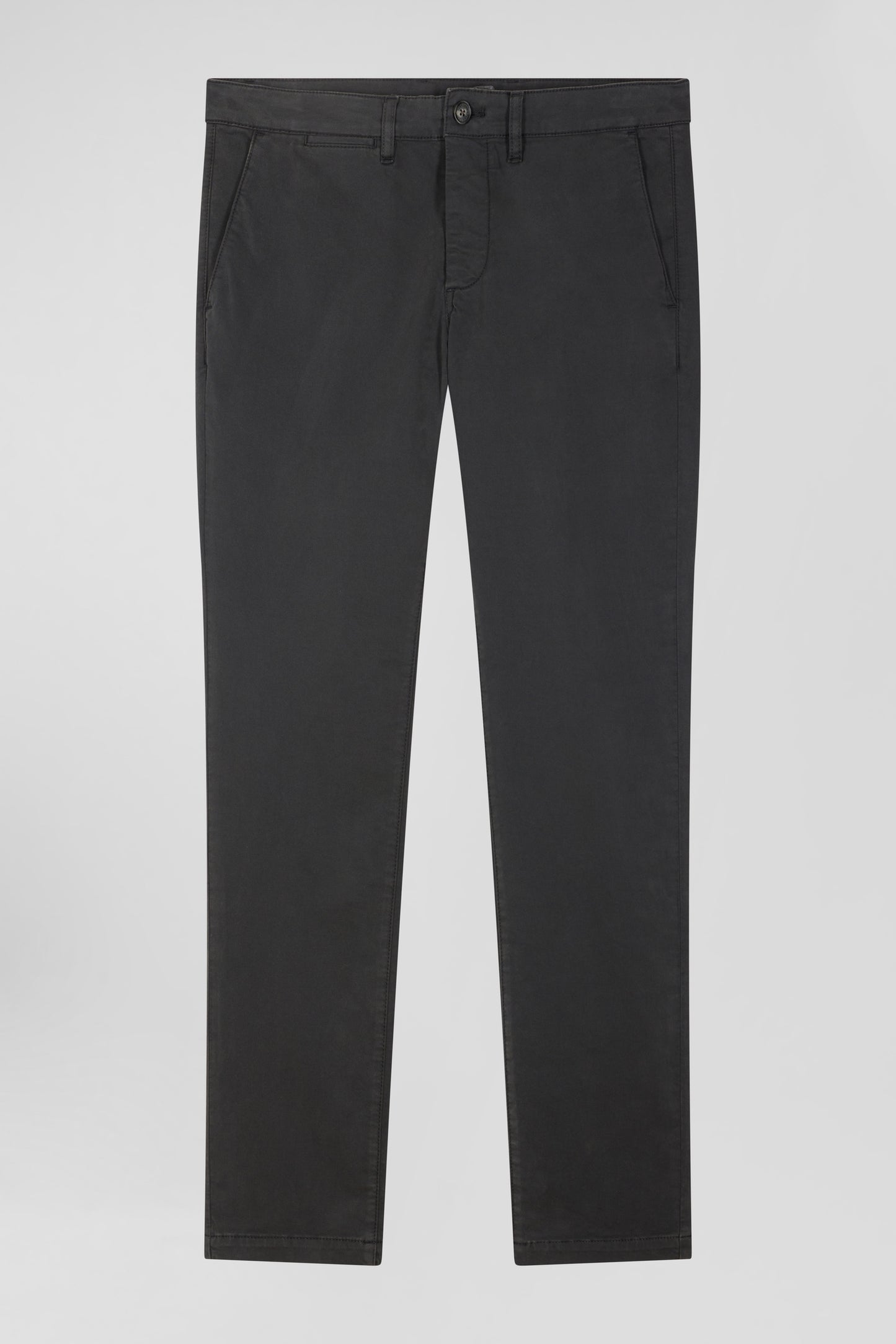 Pantalon chino uni en coton stretch gris anthracite coupe Slim