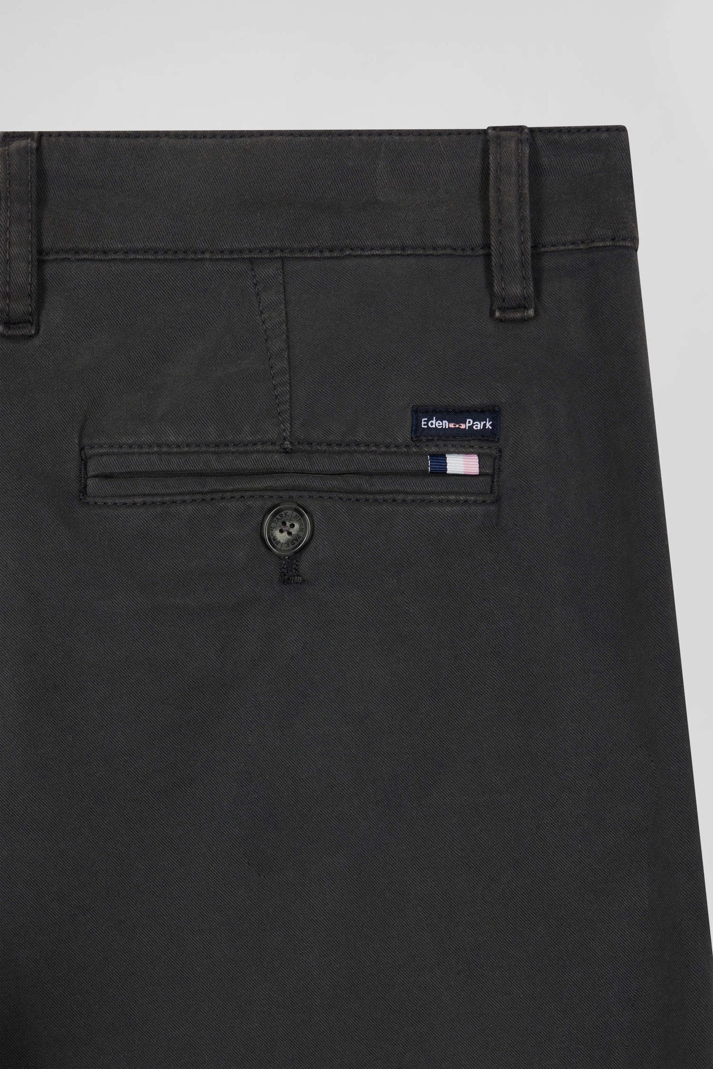 Pantalon chino uni en coton stretch gris anthracite coupe Slim