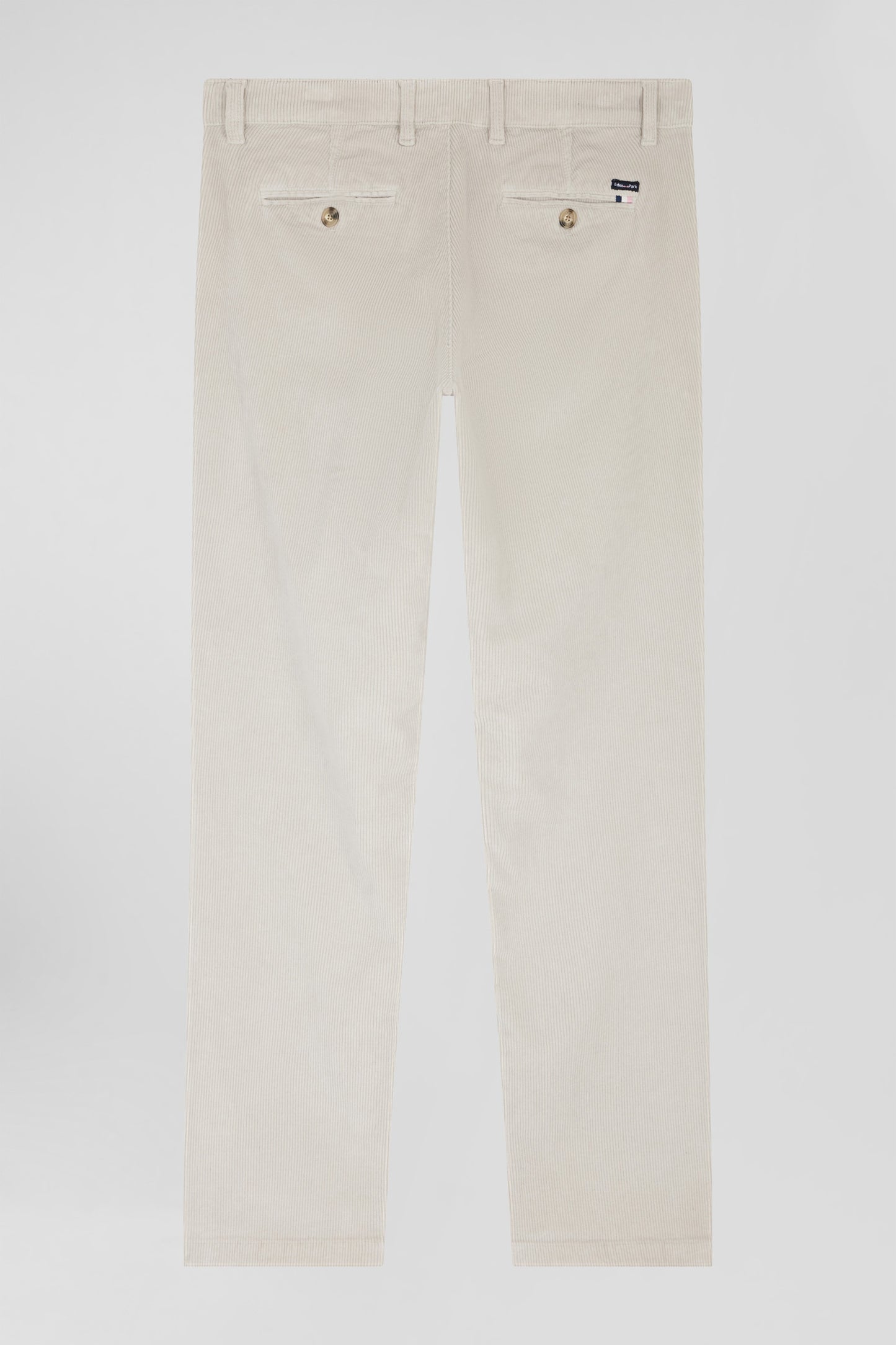 Pantalon chino en coton velours stretch écru coupe Regular