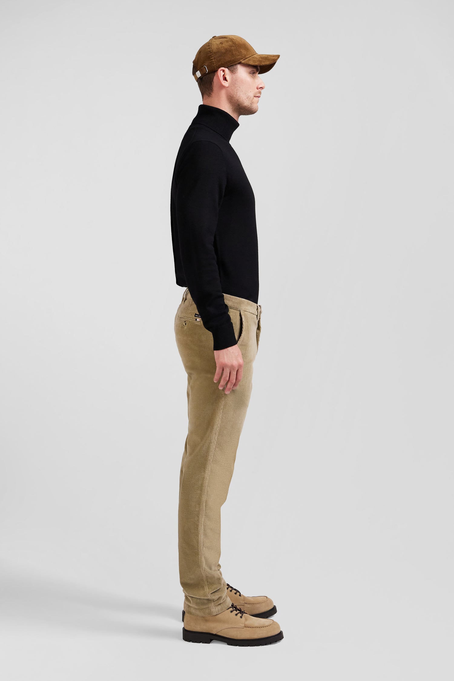 Pantalon chino en coton velours stretch chanvre coupe Regular