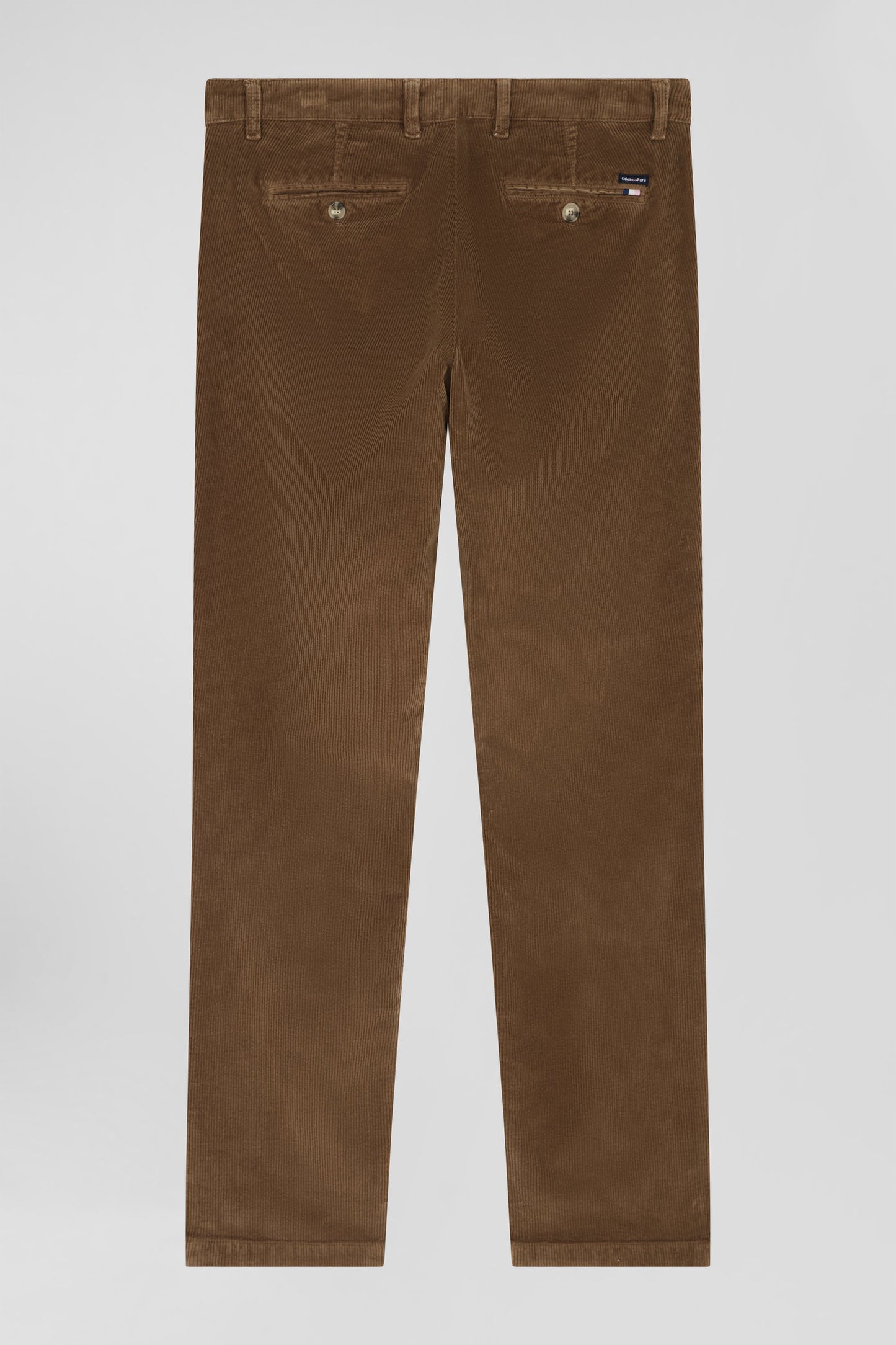 Pantalon chino en coton velours stretch camel coupe Regular