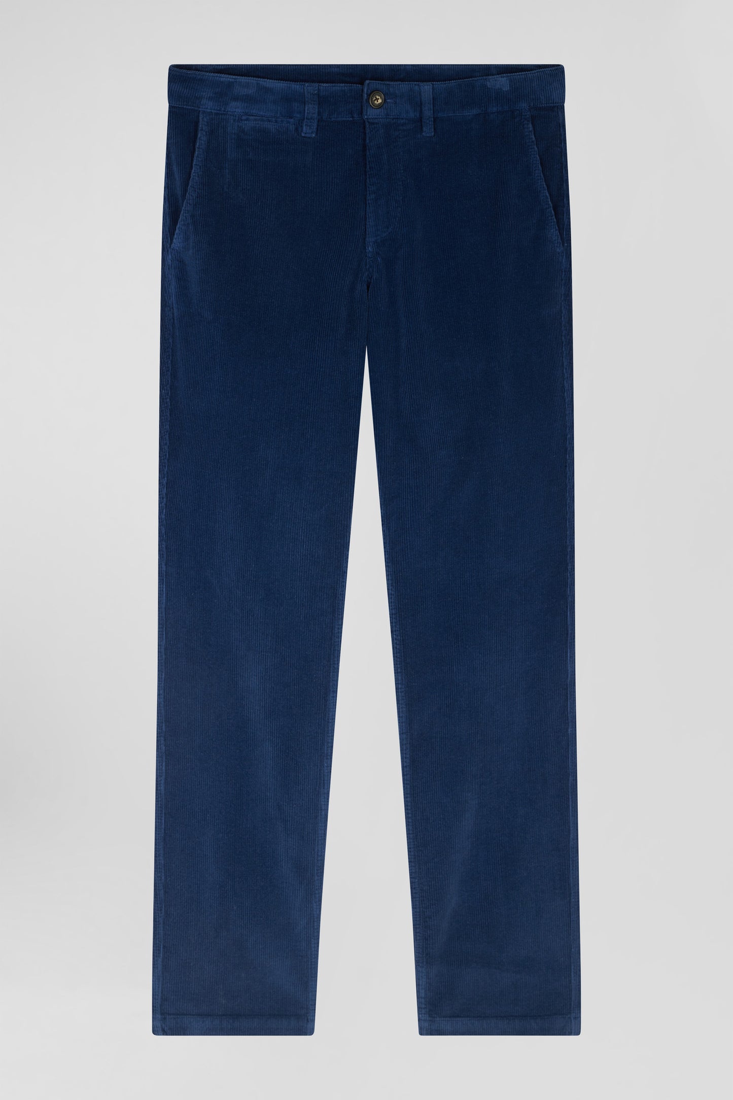 Pantalon chino en coton velours stretch bleu coupe Regular