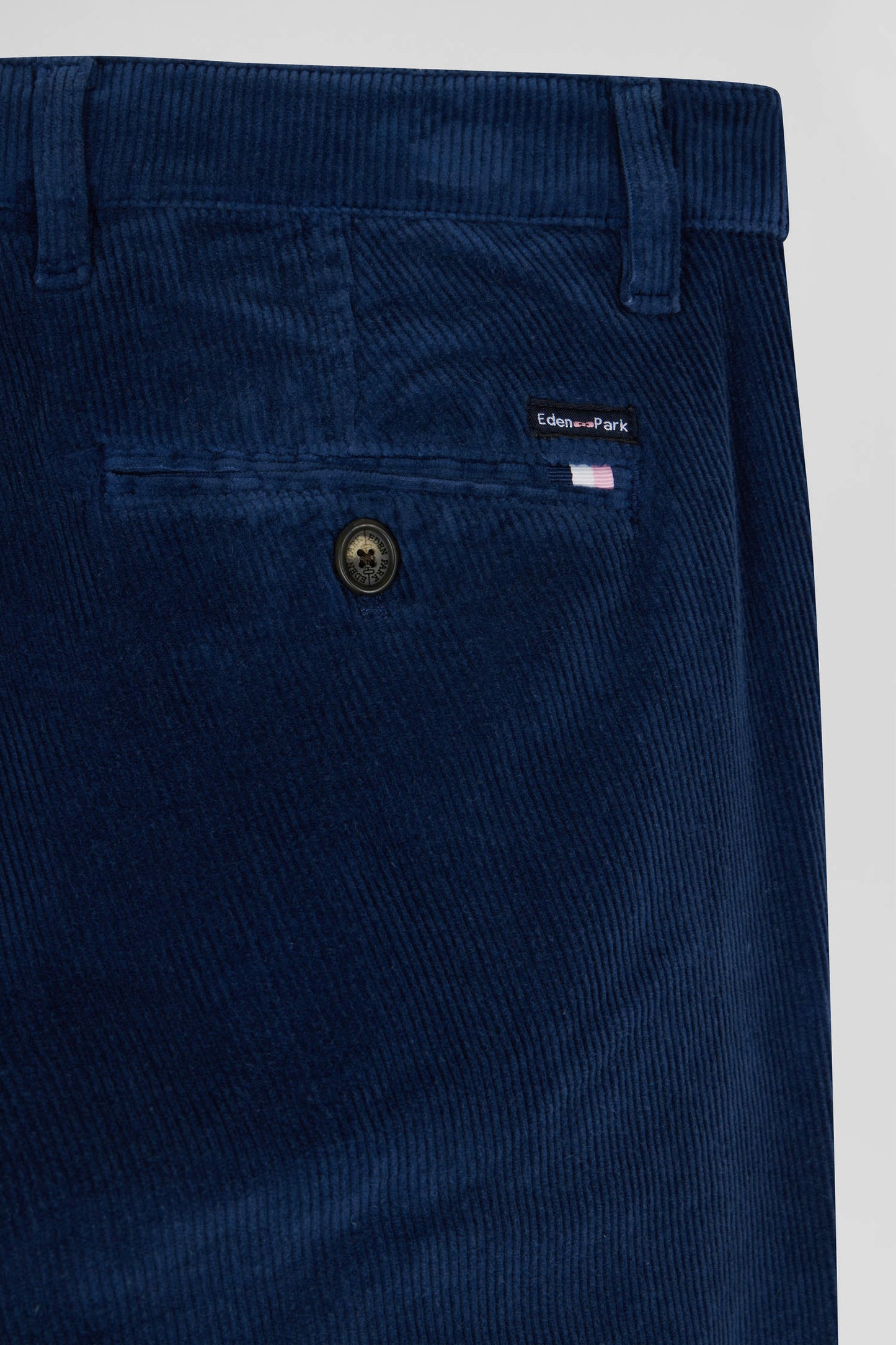 Pantalon chino en coton velours stretch bleu coupe Regular