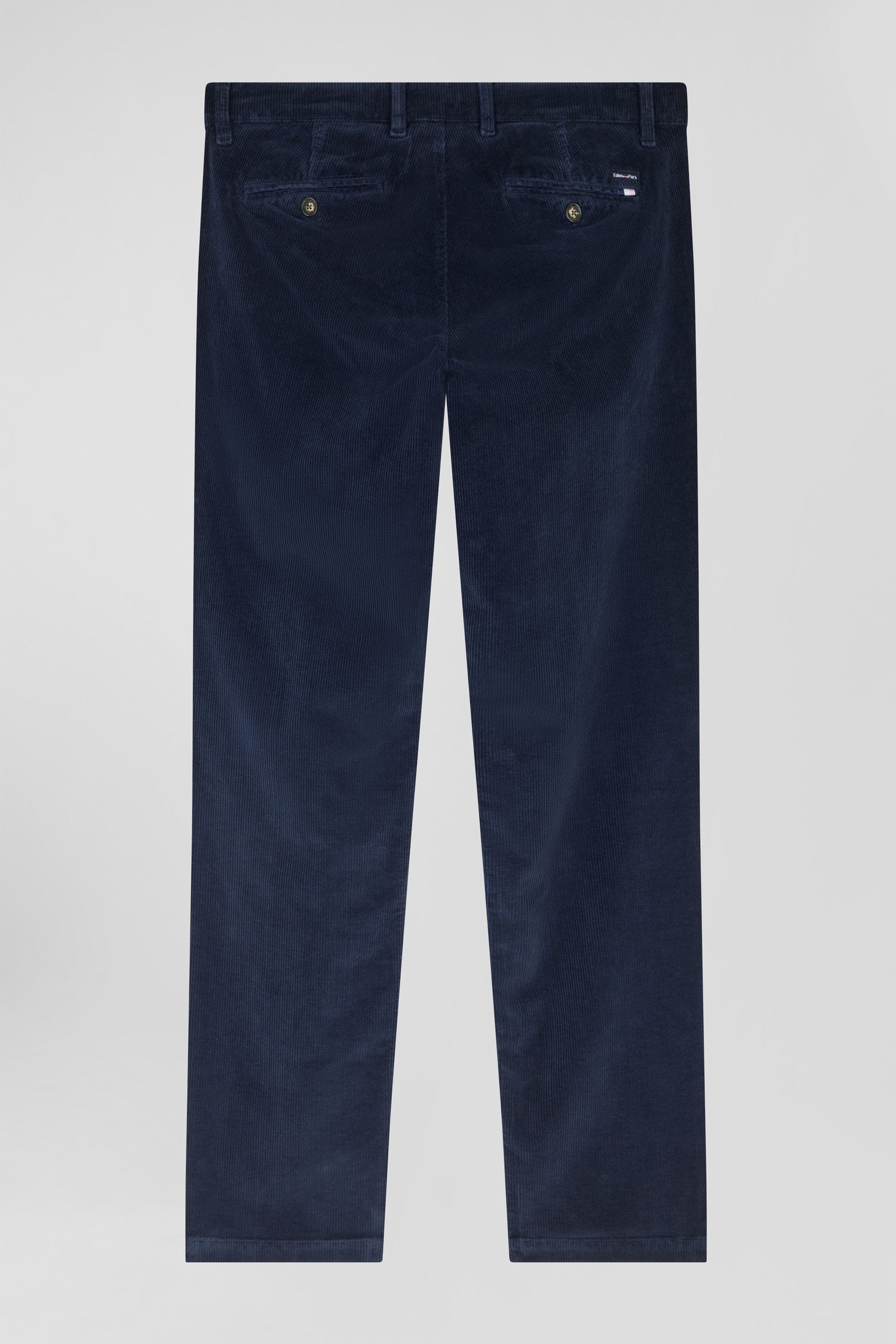 Pantalon chino en coton velours stretch marine coupe Regular