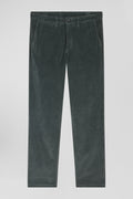 Pantalon chino en coton velours stretch gris coupe Regular