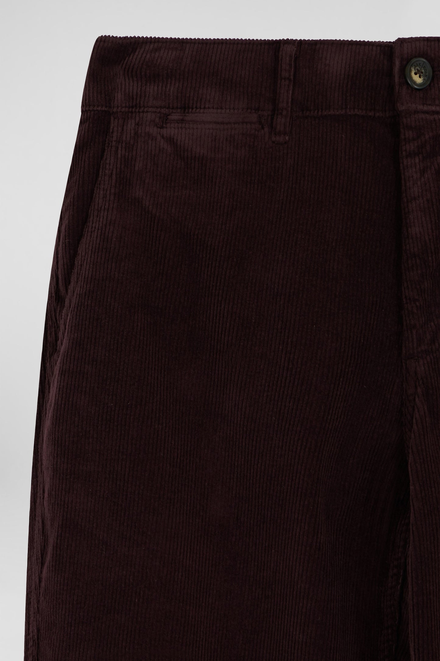 Pantalon chino en coton velours stretch bordeaux coupe Regular