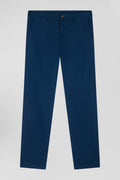 Pantalon chino en piqué de coton stretch et modal bleu coupe Regular