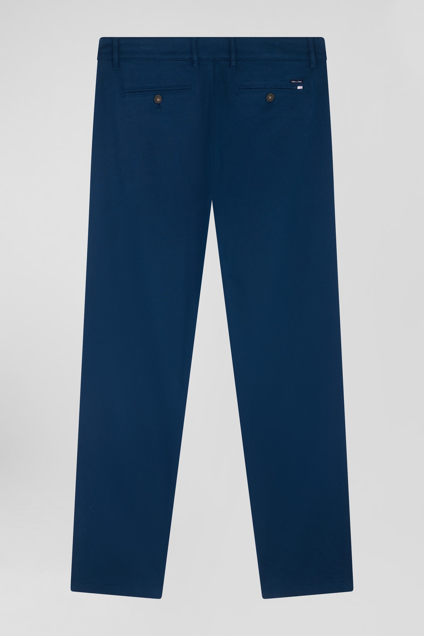 Pantalon chino en piqué de coton stretch et modal bleu coupe Regular