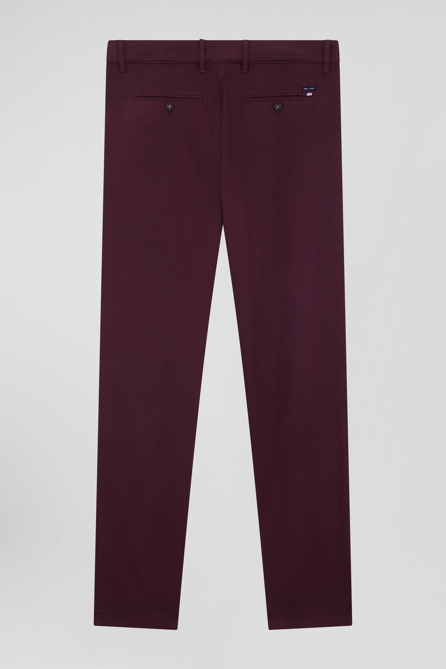 Pantalon chino en piqué de coton stretch et modal bordeaux coupe Regular