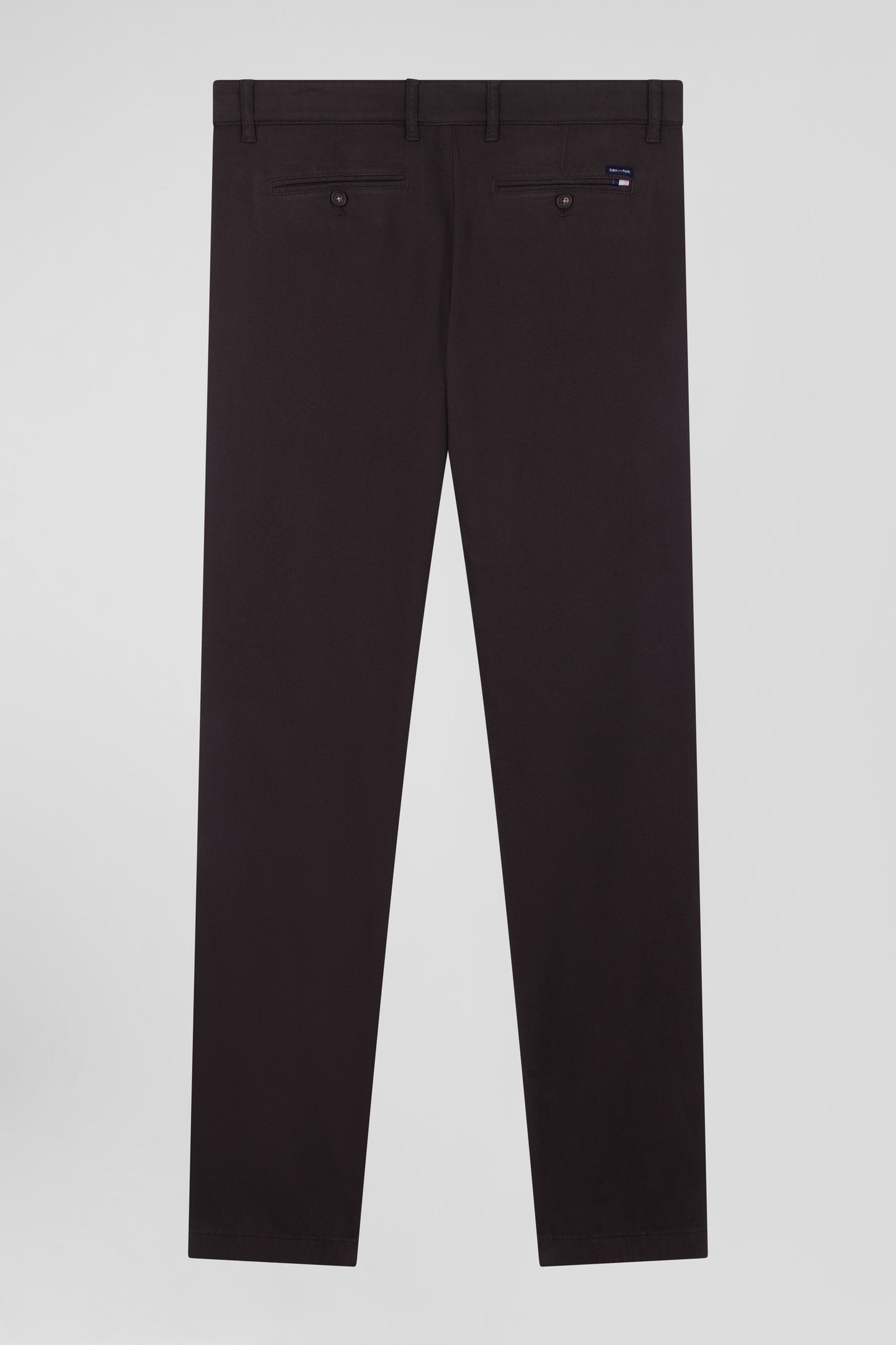 Pantalon chino en piqué de coton stretch et modal brun coupe Regular