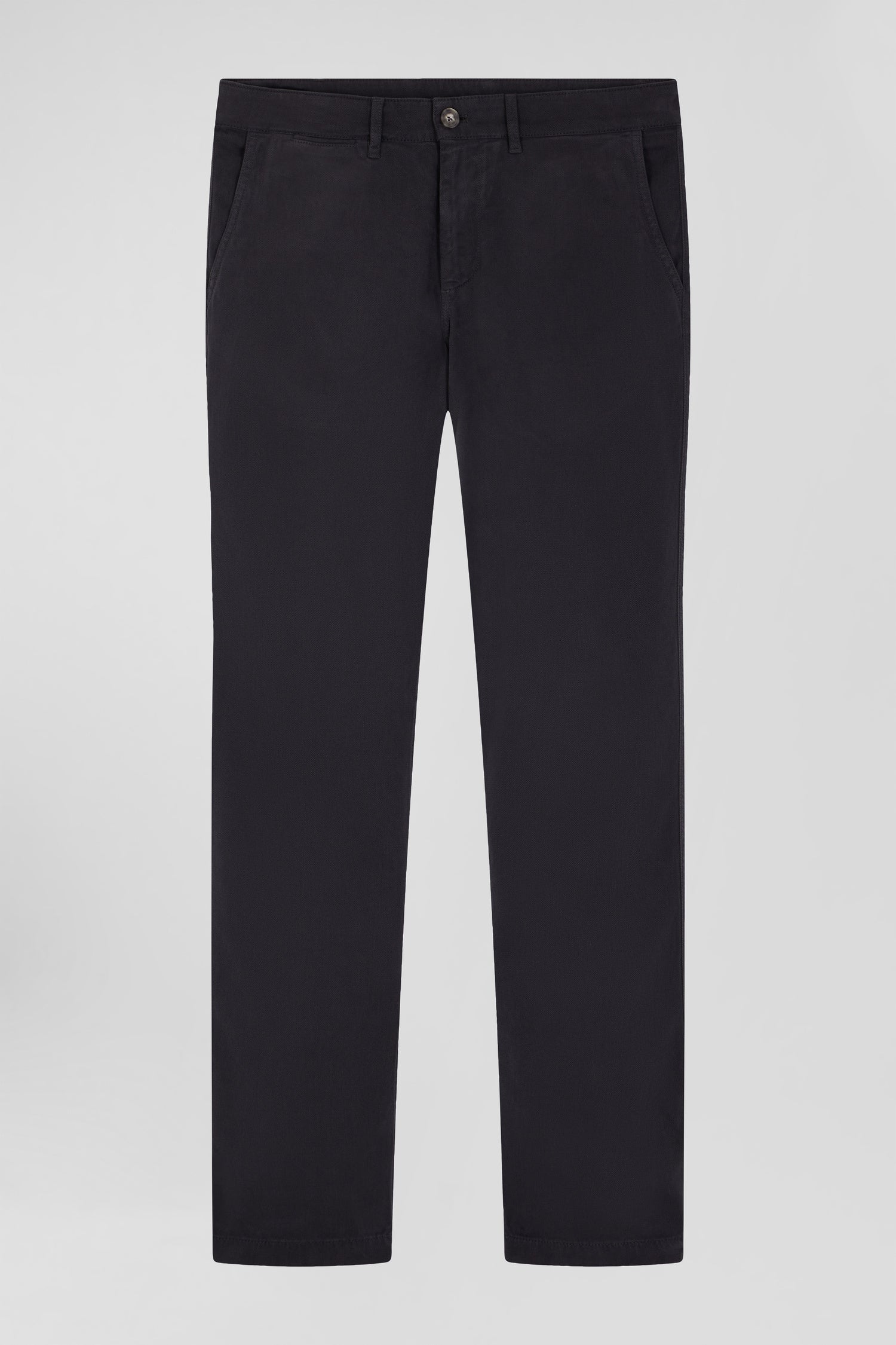 Pantalon chino en piqué de coton stretch et modal gris coupe Regular