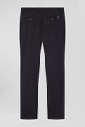 Pantalon chino en piqué de coton stretch et modal gris coupe Regular