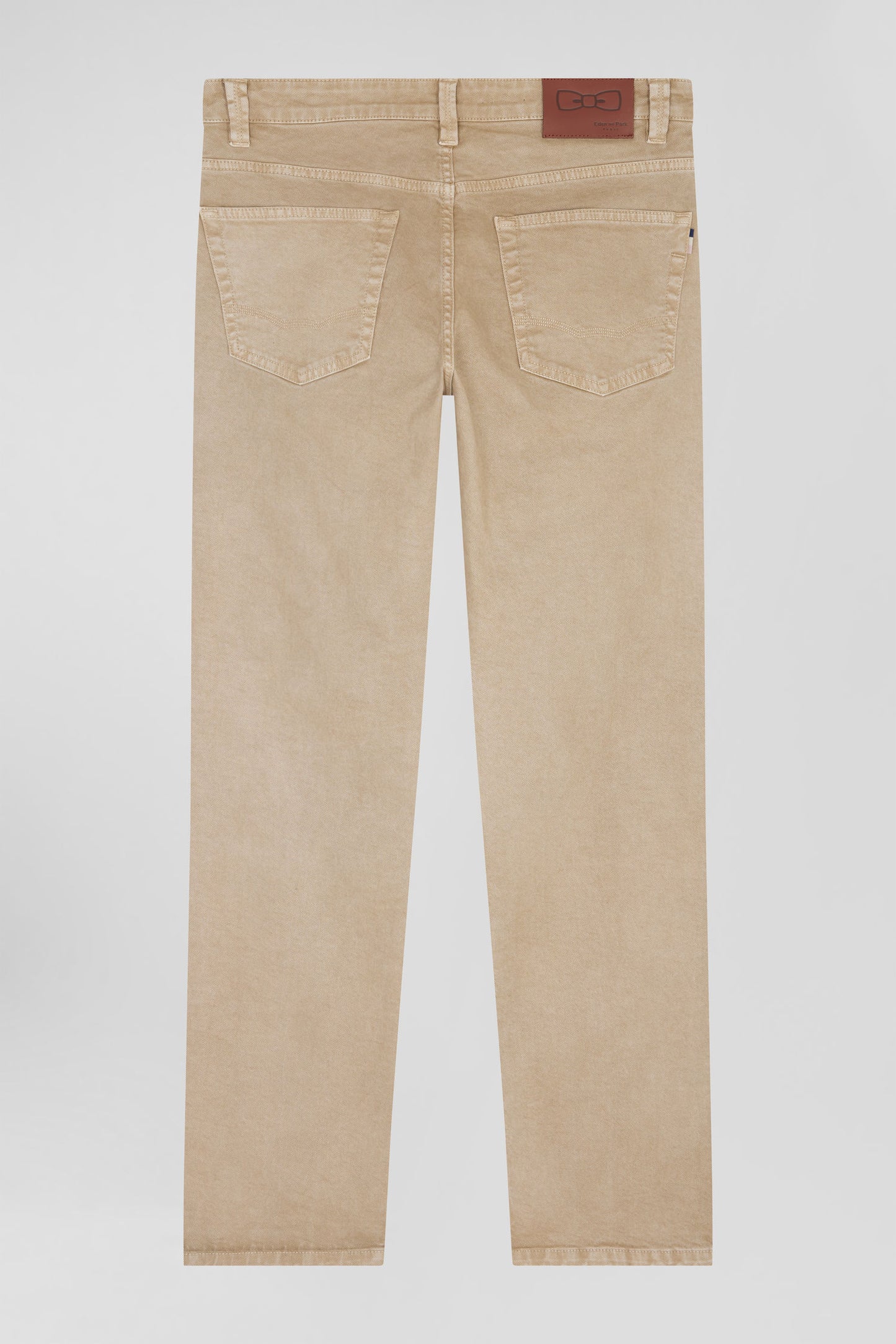 Regular hemp-coloured stretch cotton 5-pocket trousers