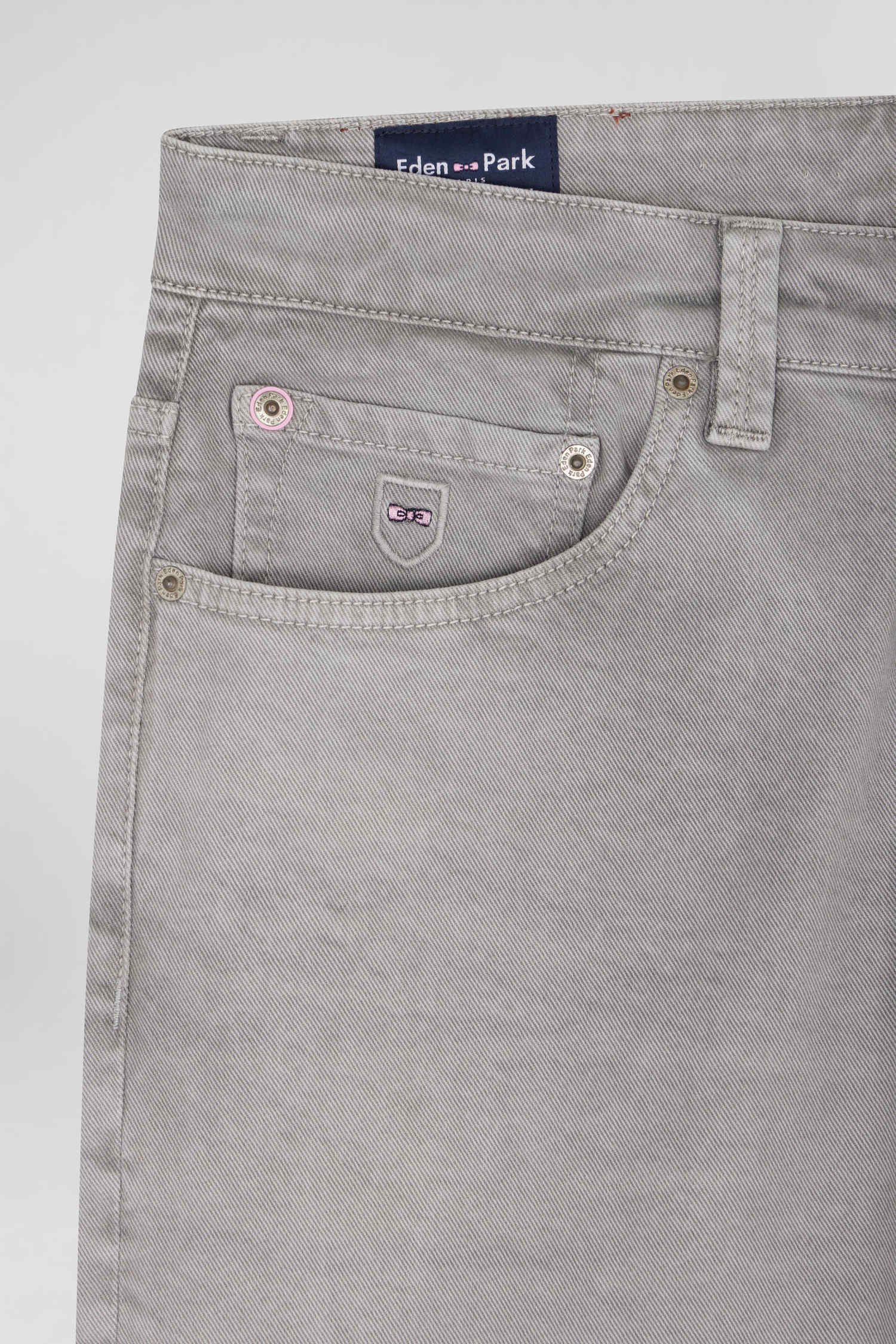 Pantalon 5 poches en coton stretch gris coupe Regular