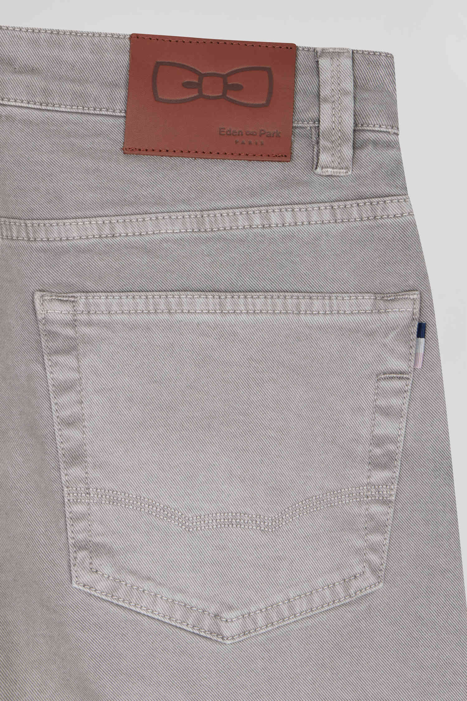 Pantalon 5 poches en coton stretch gris coupe Regular