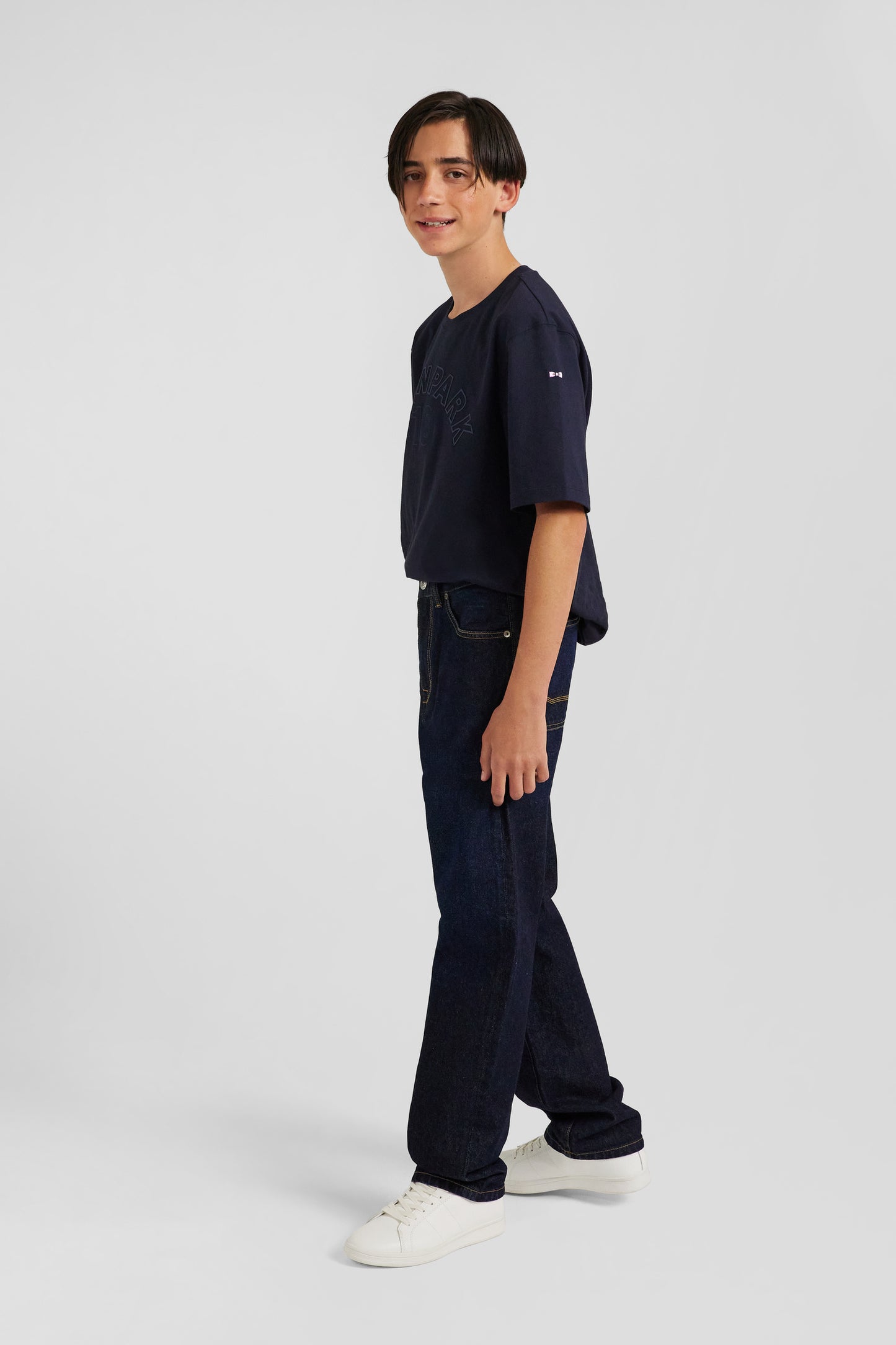 Jean en denim coton marine poches cargo coupe Oversized