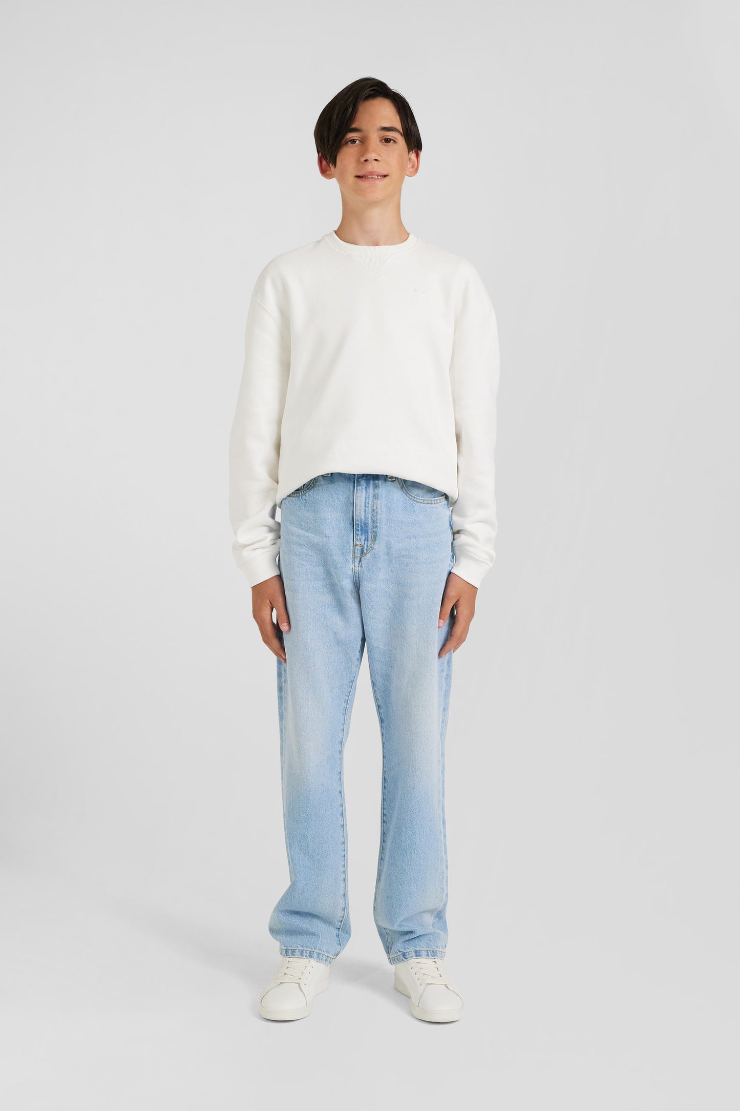 Oversize sky blue cotton denim jeans