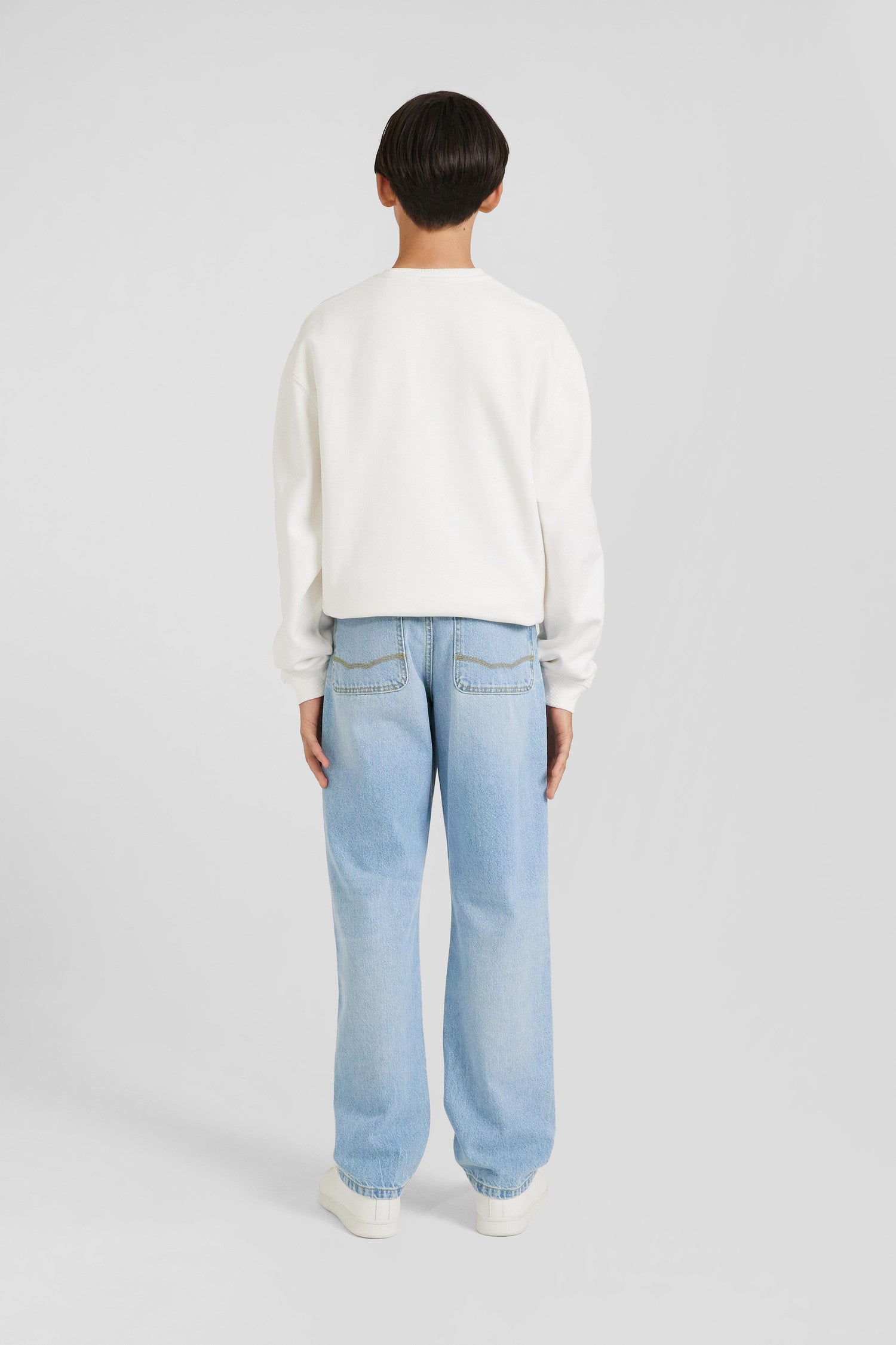 Oversize sky blue cotton denim jeans