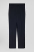 Pantalon bleu marine en laine vierge stretch mélangée coupe Modern