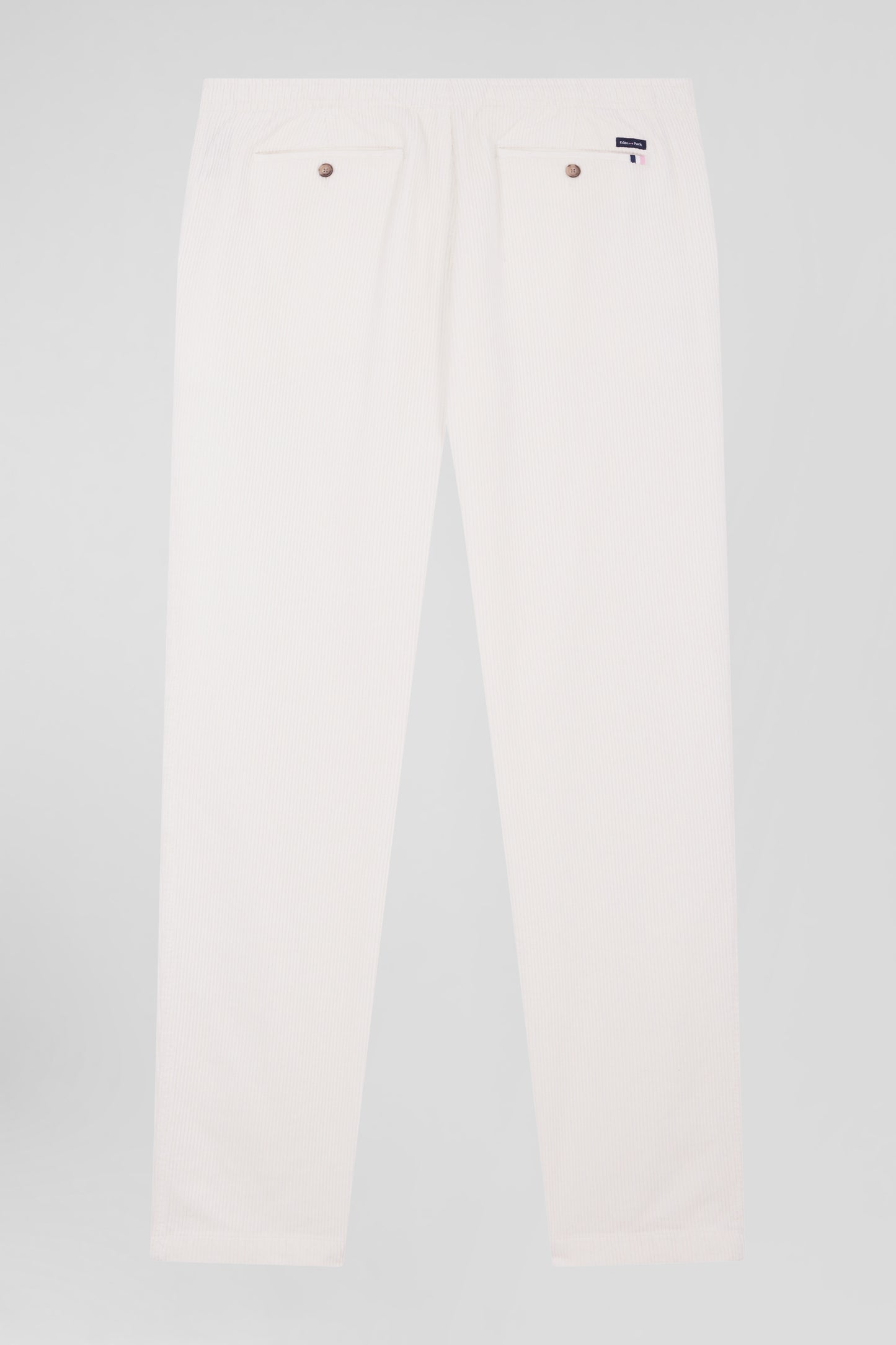 Pantalon à taille élastiquée en coton stretch écru coupe Modern