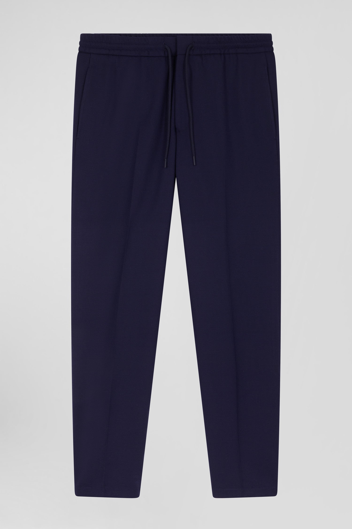 Pantalon en laine mélangée taille élastique marine coupe Modern