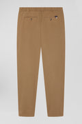 Pantalon taille élastique en coton stretch camel coupe Modern