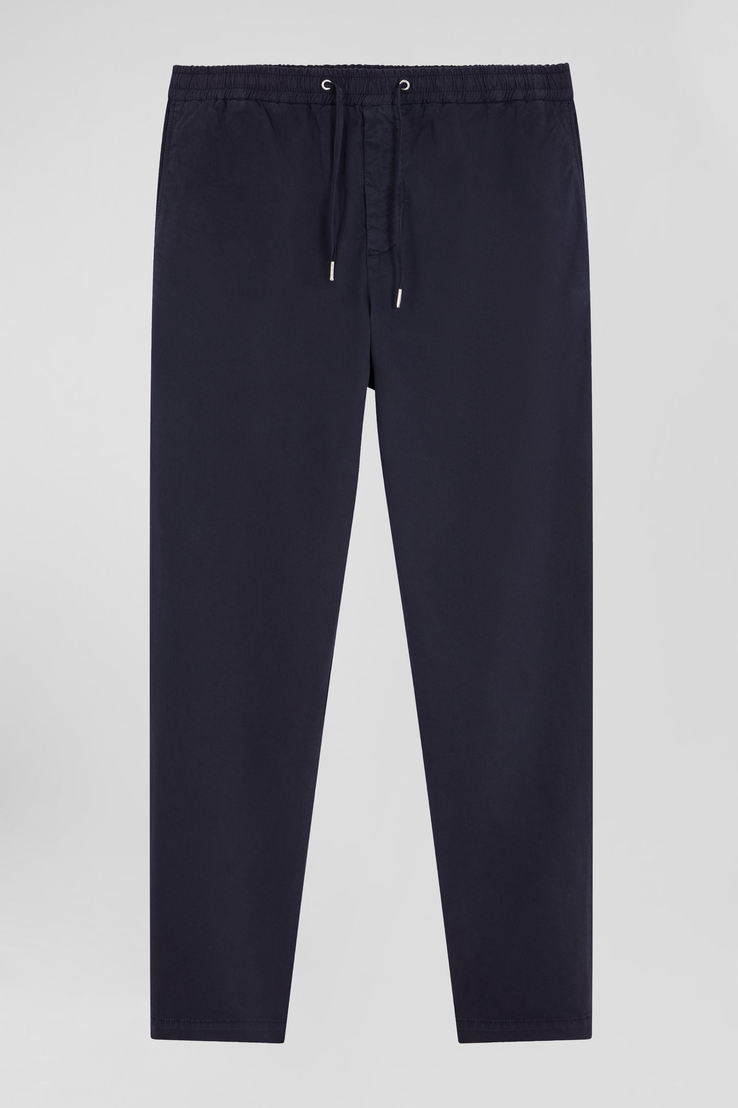 Pantalon taille élastique en coton stretch bleu marine coupe Modern